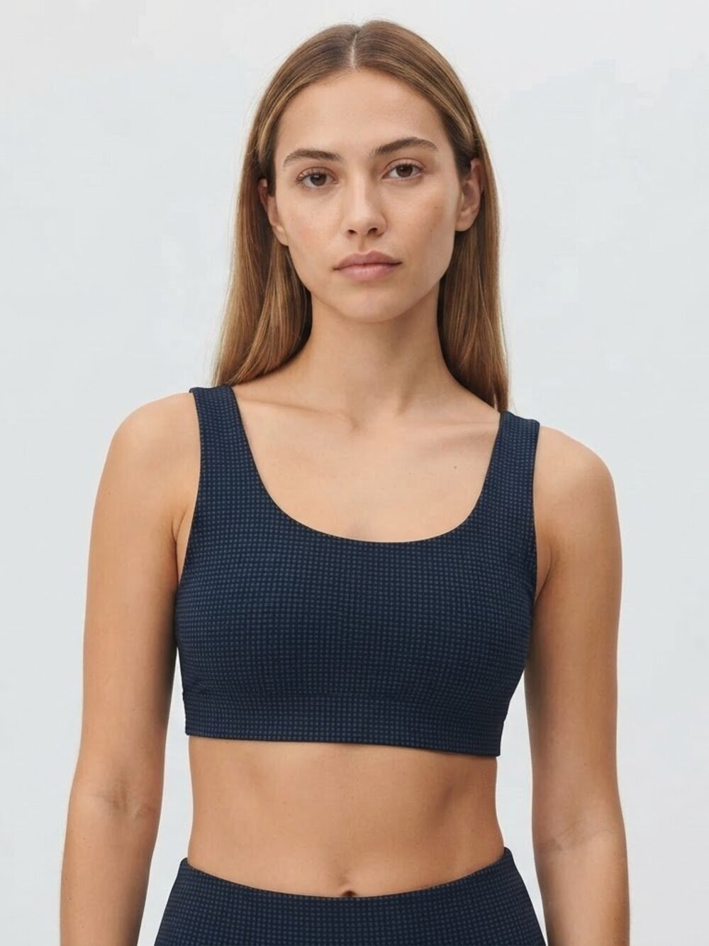 Everlane Perform Sports Bra Lightweight Compression Navy Polka Dots Size XS NWT